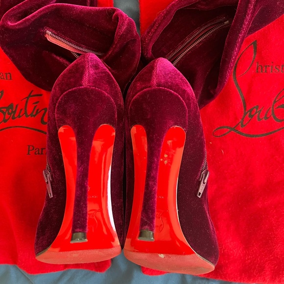 Christian Louboutin Moulin Velvet Almond Toe Thigh Boots EU 41 - Picture 6 of 10